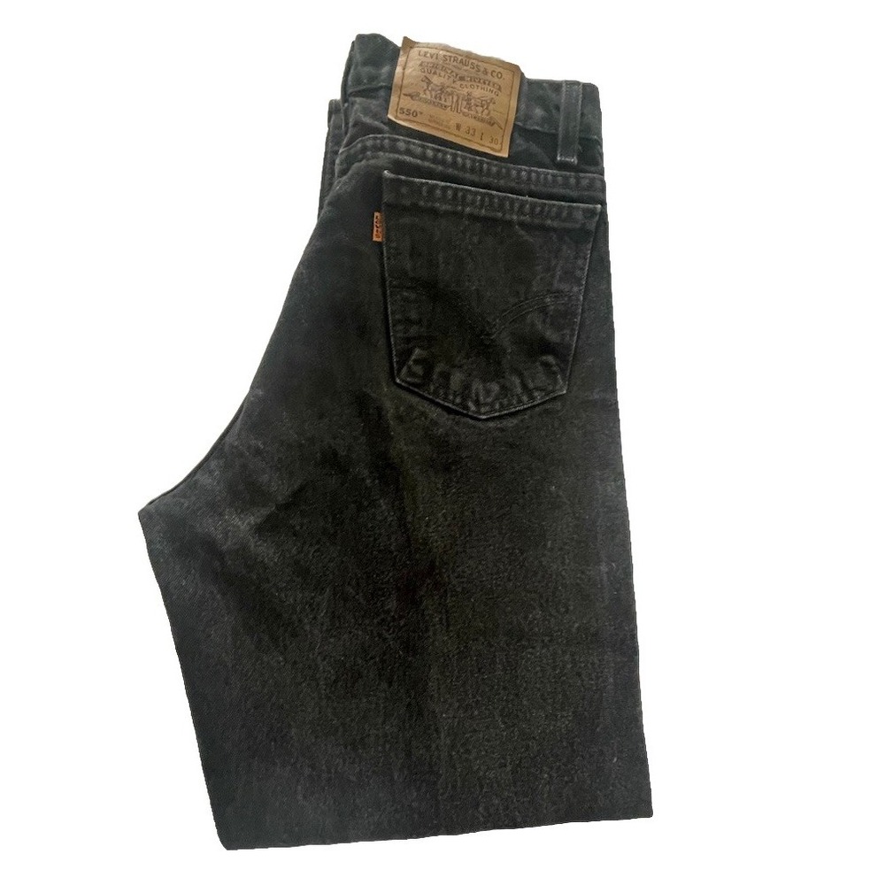 Vtg Levis 550 Orange Tab Jeans Black Relaxed Faded  Grunge 90s USA Made 33x30